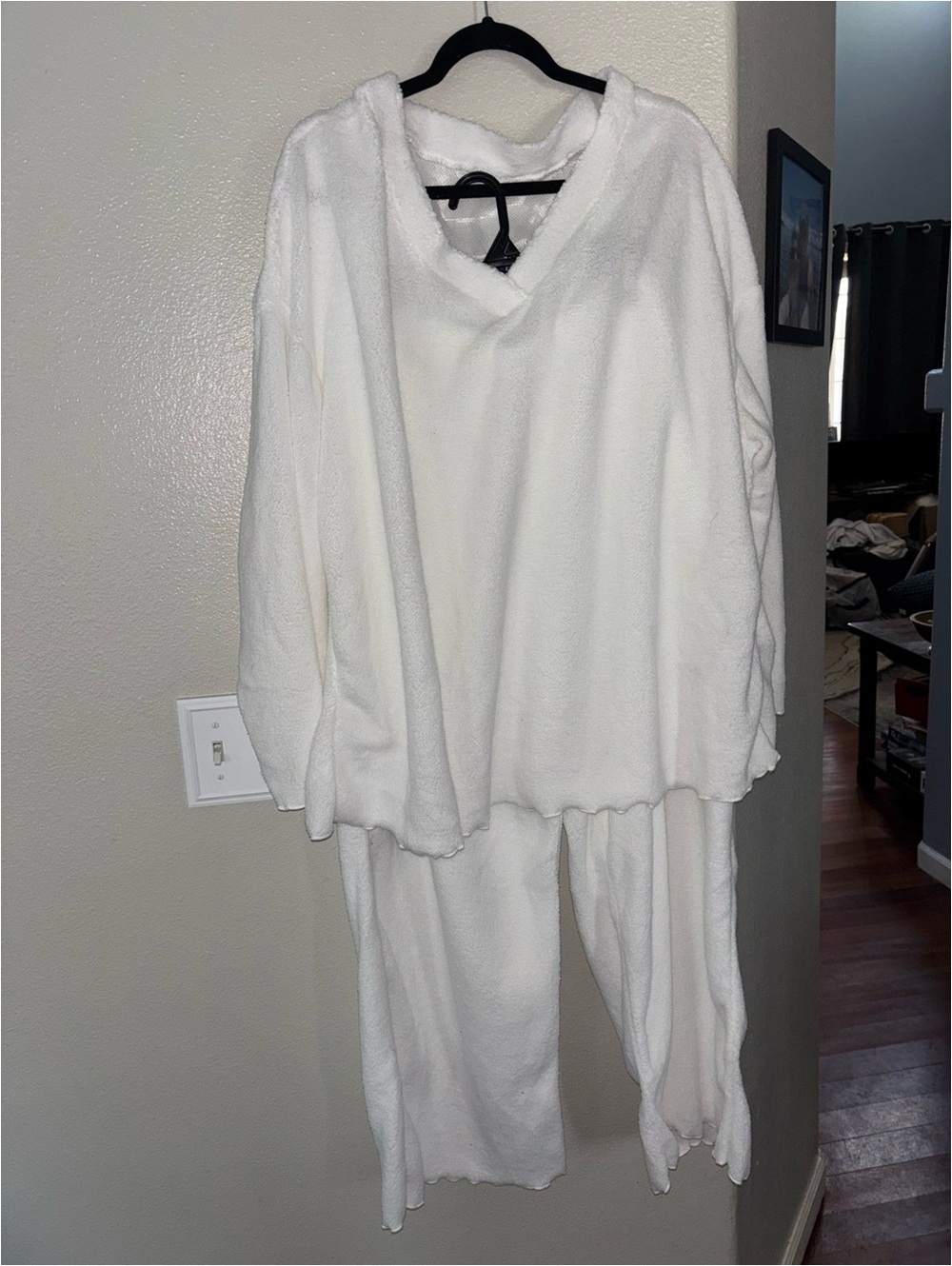 White Pajama Set Long Sleeve Top Pants Loungewear Size 5X
